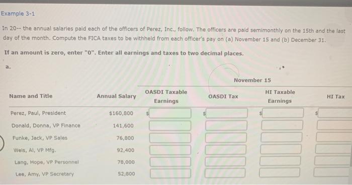 Solved Example 3-1 In 20-- the annual salaries paid each of | Chegg.com