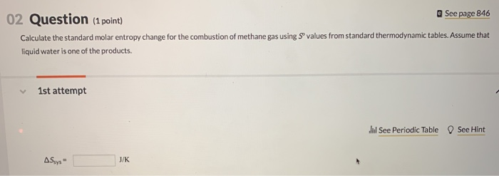 Solved 02 Question (1 point) See page 846 Calculate the | Chegg.com