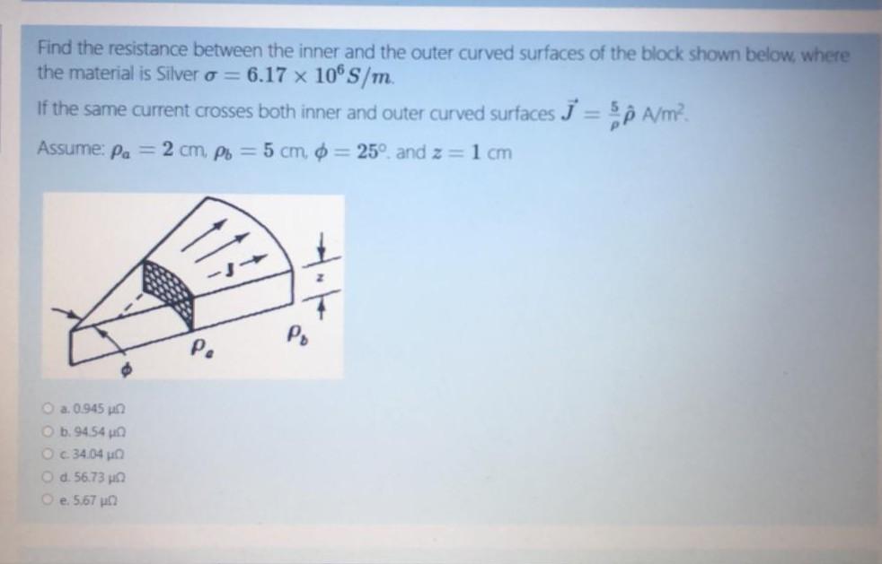 Find The Resistance Between The Inner And The Outer Chegg Com