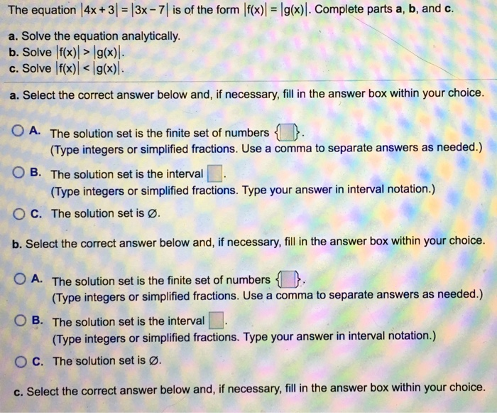 Solved The Equation 4x 31 3x 7 Is Of The Form F Chegg Com