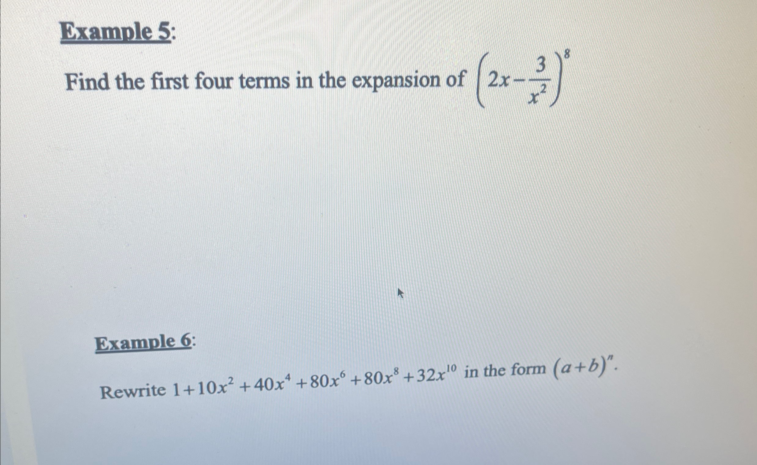 Solved Example 5:Find the first four terms in the expansion | Chegg.com