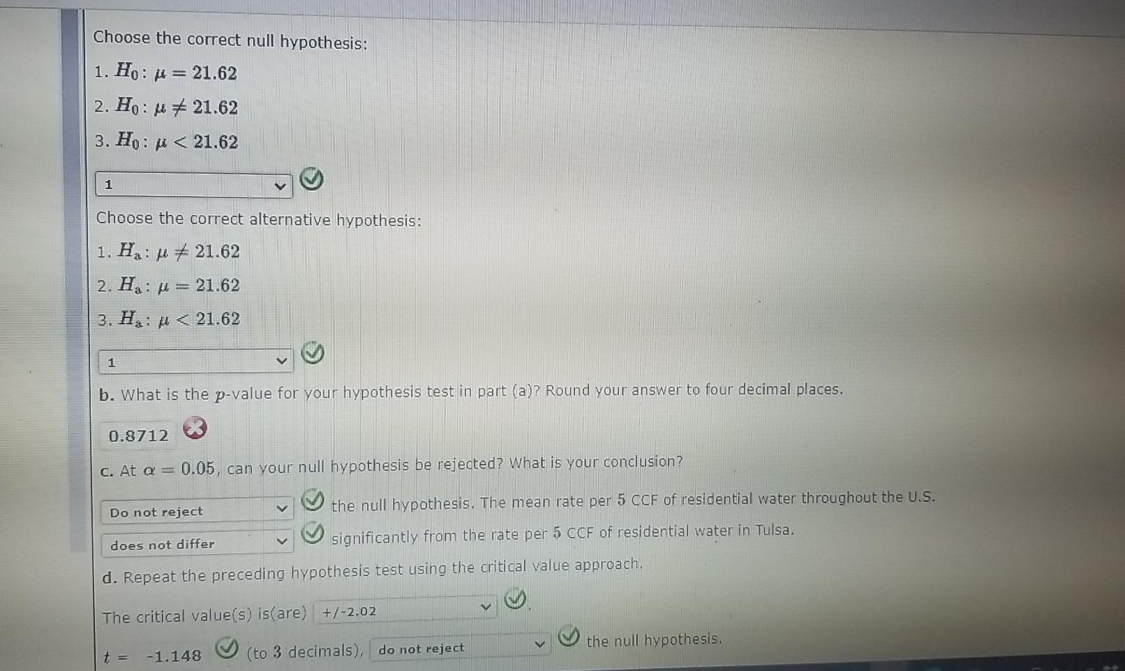 hypothesis testing questions p value