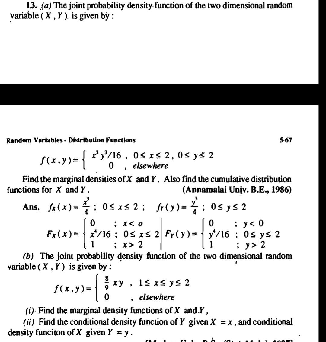 Solved 13. (a) The joint probability density.function of the | Chegg.com image.