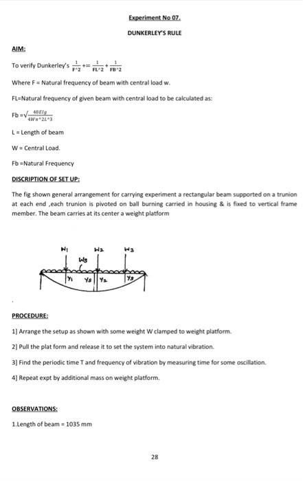 dunkerley's rule experiment