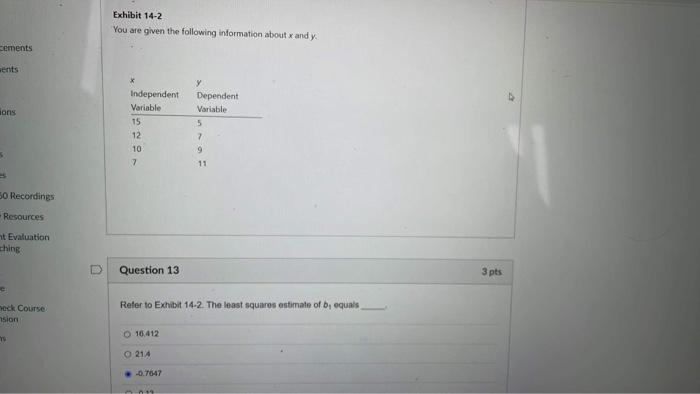Solved Exhibit 14-2 You are given the following information | Chegg.com