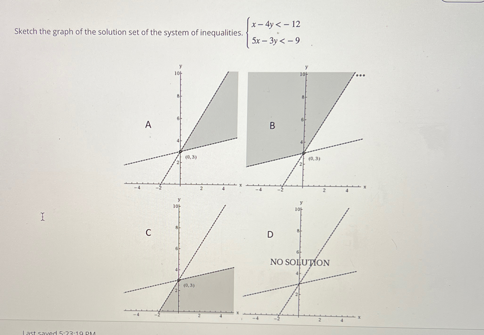Solved Sketch the graph of the solution set of the system of | Chegg.com
