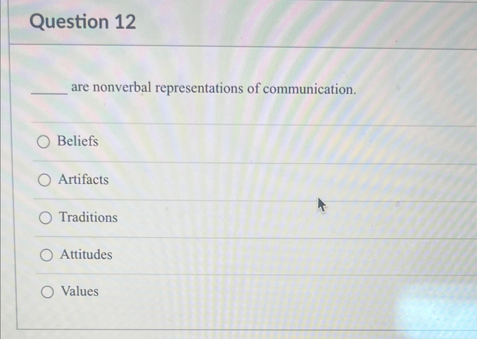 Solved Question 12are nonverbal representations of | Chegg.com