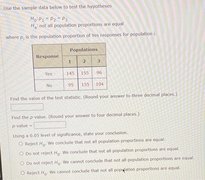Solved Use the sample data below to test the hypotheses | Chegg.com