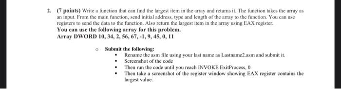 Solved 2. (7 points) Write a function that can find the | Chegg.com