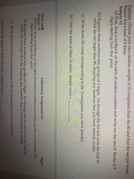 Solved Problem Choose Your Own Random Sample Of 10 Chegg