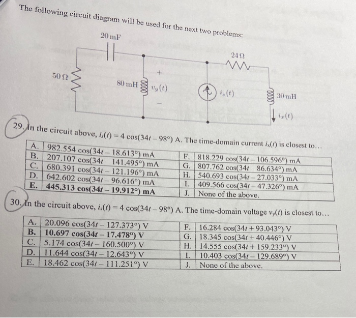 Solved The following circuit diagram will be used for the | Chegg.com