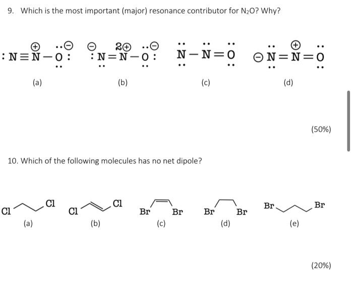 Solved 9. Which is the most important (major) resonance | Chegg.com