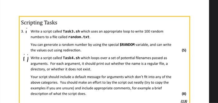 Solved (5) Scripting Tasks 3. i Write a script called | Chegg.com