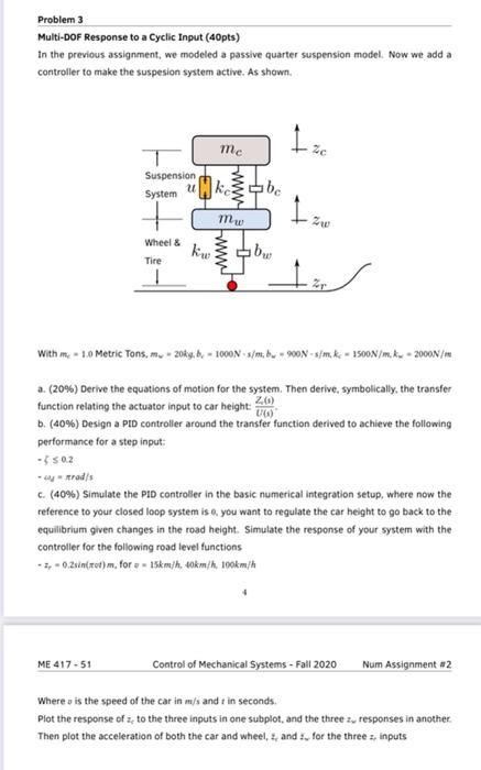 Solved Problem 3 Multi-DOF Response to a Cyclic Input | Chegg.com