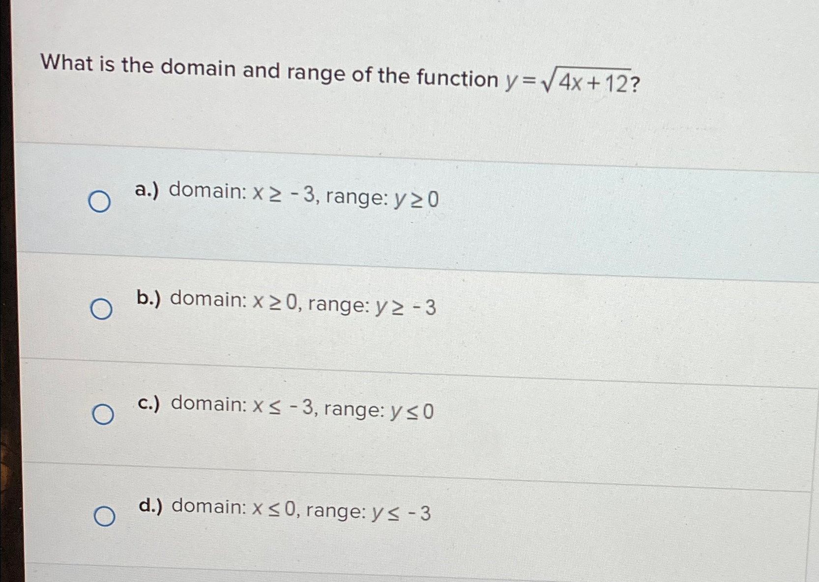 Solved What is the domain and range of the function | Chegg.com
