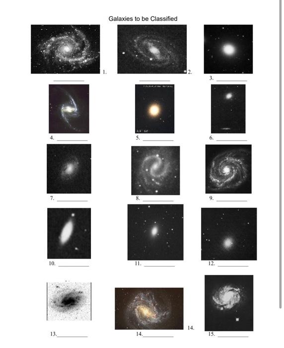 Solved Galaxies to be Classified 3. 4 10. 11. 12 14. 13. 14. | Chegg.com