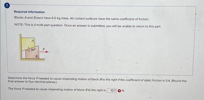 Solved Required Information Blocks A And B Each Have 6.0 Kg | Chegg.com