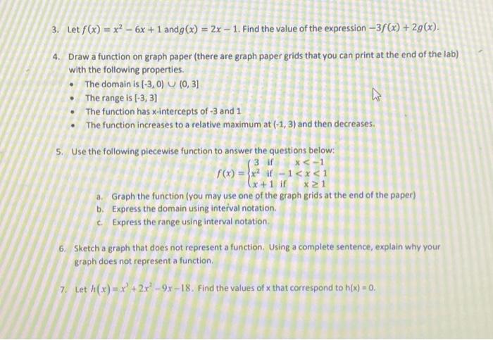 Solved 3 Let F X X² 6x 1 Andg X 2x 1 Find The
