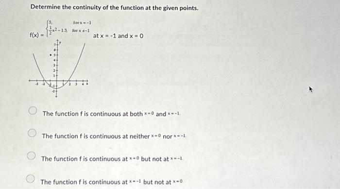 Solved Determine the continuity of the function at the given | Chegg.com