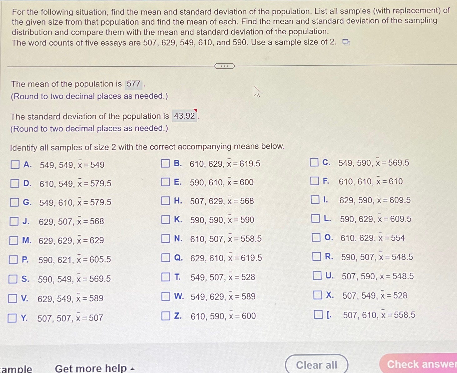 Solved For The Following Situation, Find The Mean And | Chegg.com