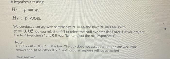 Solved A Hypothesis Testing Ho P 0 45 Ha P Chegg Com