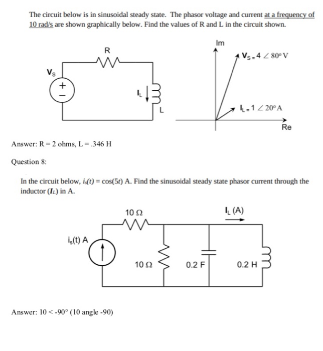 Solved The Circuit Below Is In Sinusoidal Steady State T Chegg Com