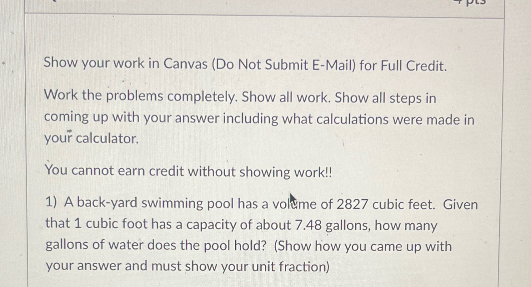 Solved Show your work in Canvas (Do Not Submit E-Mail) ﻿for | Chegg.com