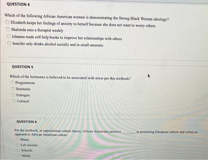 Solved QUESTION 4 Which of the following African American | Chegg.com