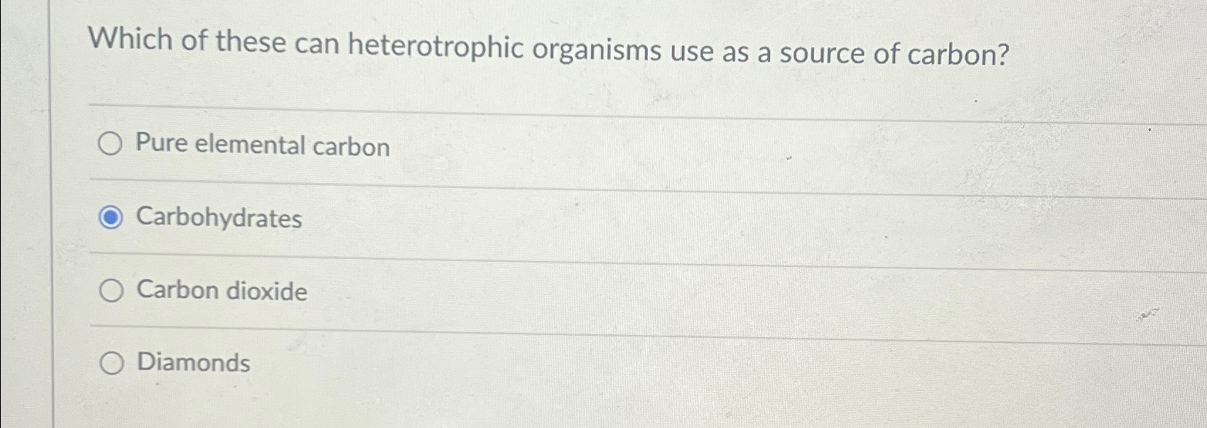 Solved Which of these can heterotrophic organisms use as a | Chegg.com