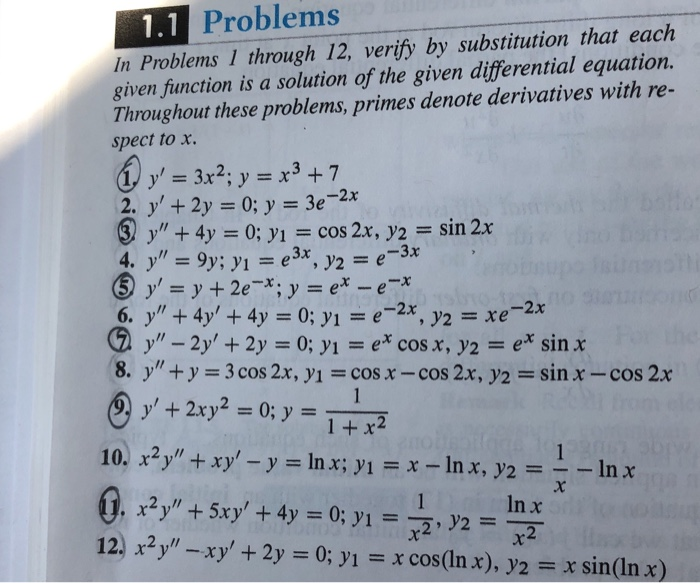 Solved 1 1 Problems In Problems 1 Through 12 Verify By Chegg Com