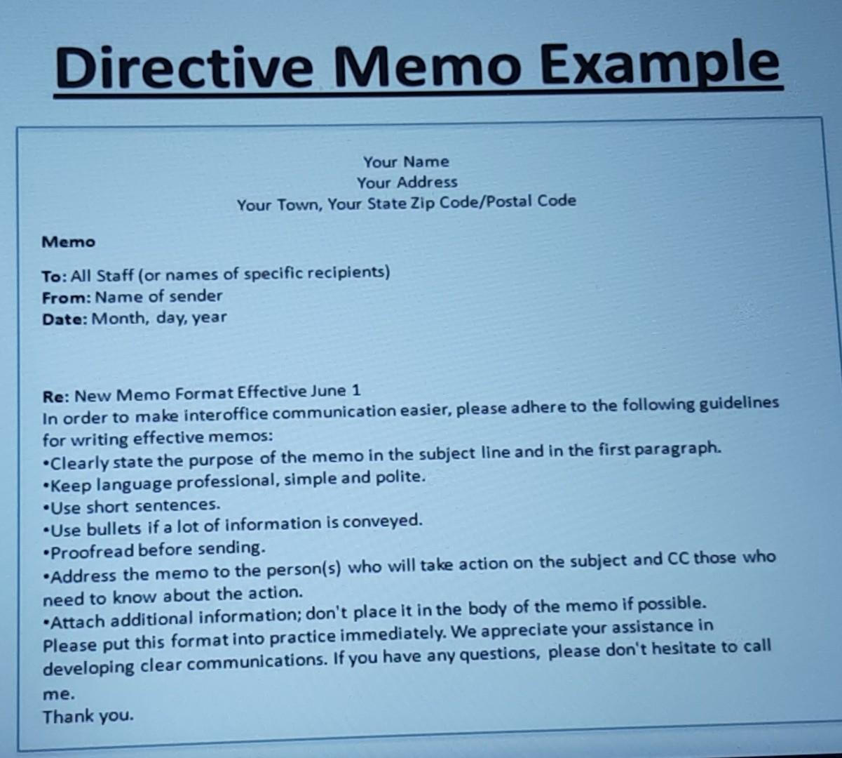 Solved Write a memo by following these steps. write miximum