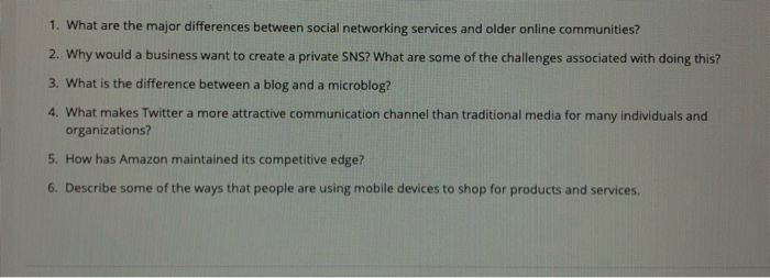 Solved 1. What are the major differences between social | Chegg.com