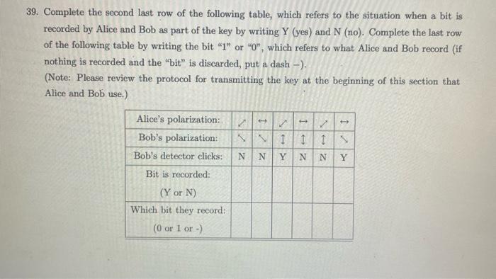 Solved 39. Complete the second last row of the following | Chegg.com