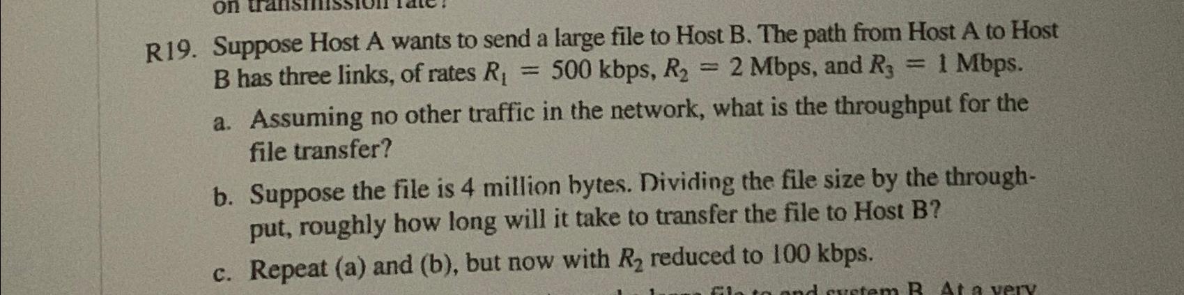 Solved R19. ﻿Suppose Host A Wants To Send A Large File To | Chegg.com