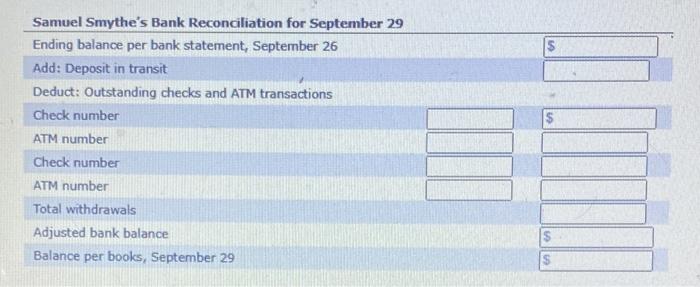 Solved Now, with Samud's latest bank statement and his check | Chegg.com
