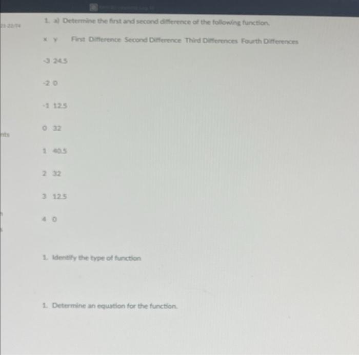 Solved 1. a) Determine the first and second difference of | Chegg.com