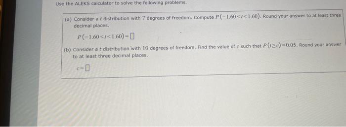 Solved Use The ALEKS Calculator To Solve The Following | Chegg.com