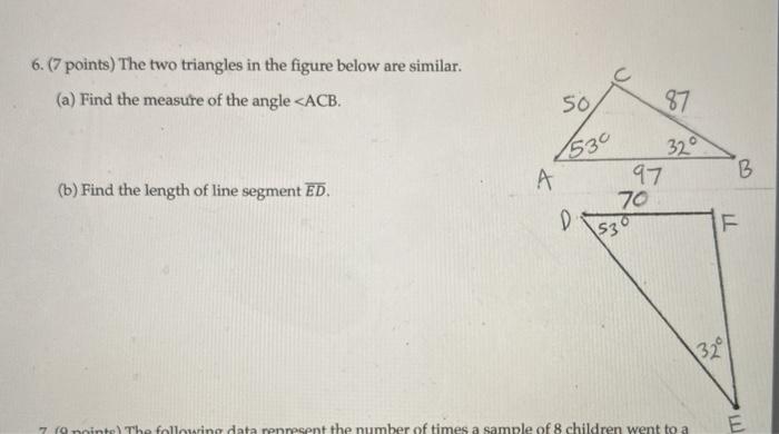 Solved 6. (7 points) The two triangles in the figure below | Chegg.com