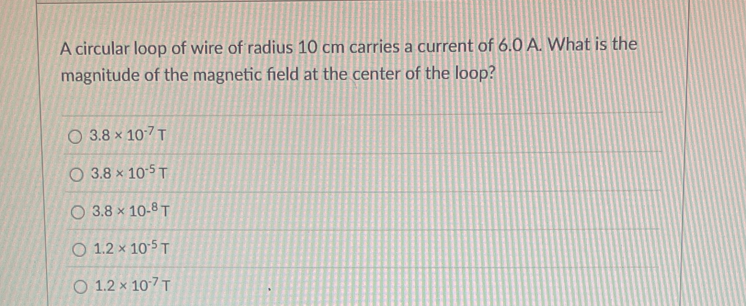 Solved A circular loop of wire of radius 10 ﻿cm carries a | Chegg.com