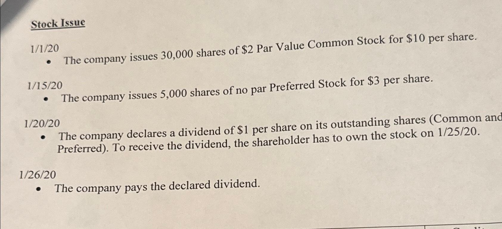 Solved Stock Issue11?20The company issues 30,000 ﻿shares of | Chegg.com