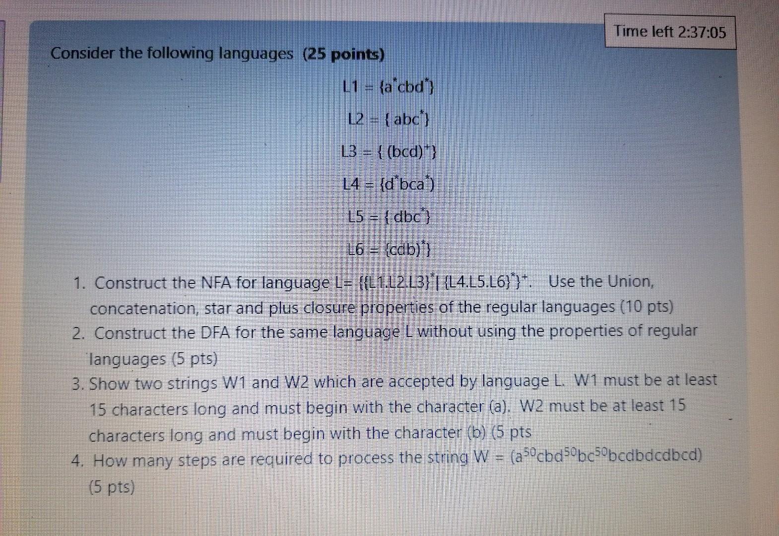 Solved Consider the following languages (25 points) \[ | Chegg.com
