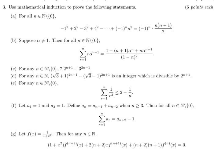 Solved 3. Use mathematical induction to prove the following | Chegg.com