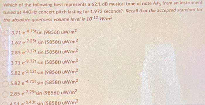 Solved Which of the following best represents a 62.1 dB | Chegg.com