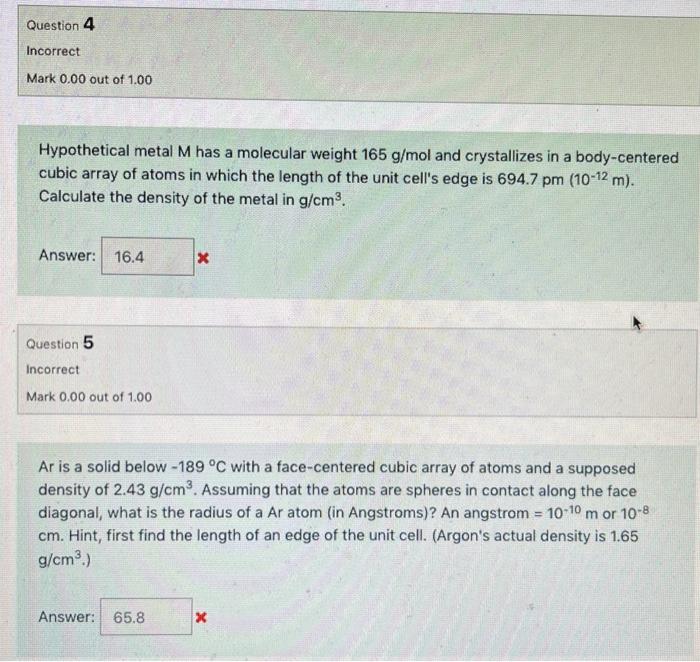 Solved Hypothetical metal M has a molecular weight 165 g/mol | Chegg.com