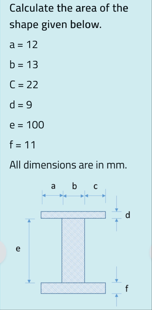 Solved Calculate the area of the shape given | Chegg.com