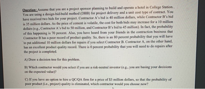 Solved Questions. Assume that you are a project sponsor | Chegg.com