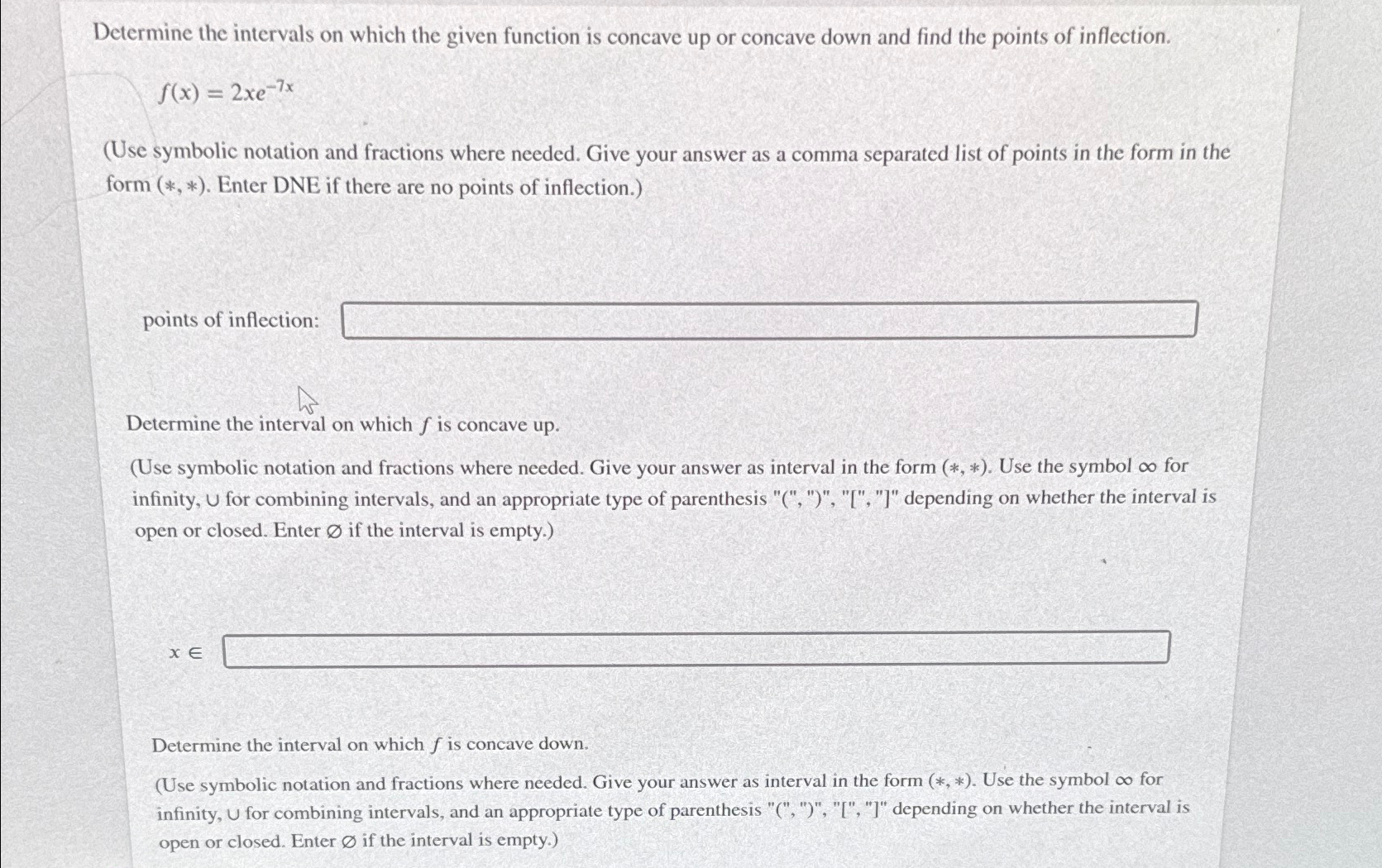 Solved Determine the intervals on which the given function | Chegg.com