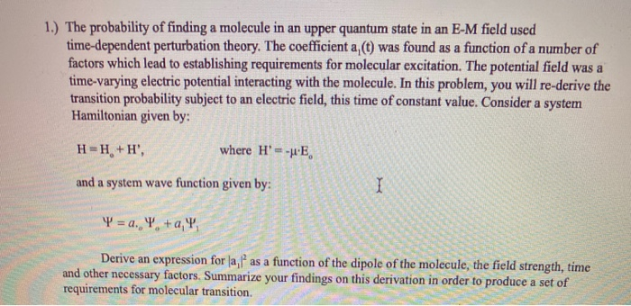 Solved 1.) The probability of finding a molecule in an upper | Chegg.com