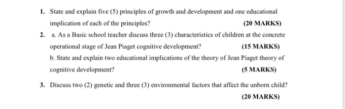 1. State and explain five 5 principles of growth Chegg