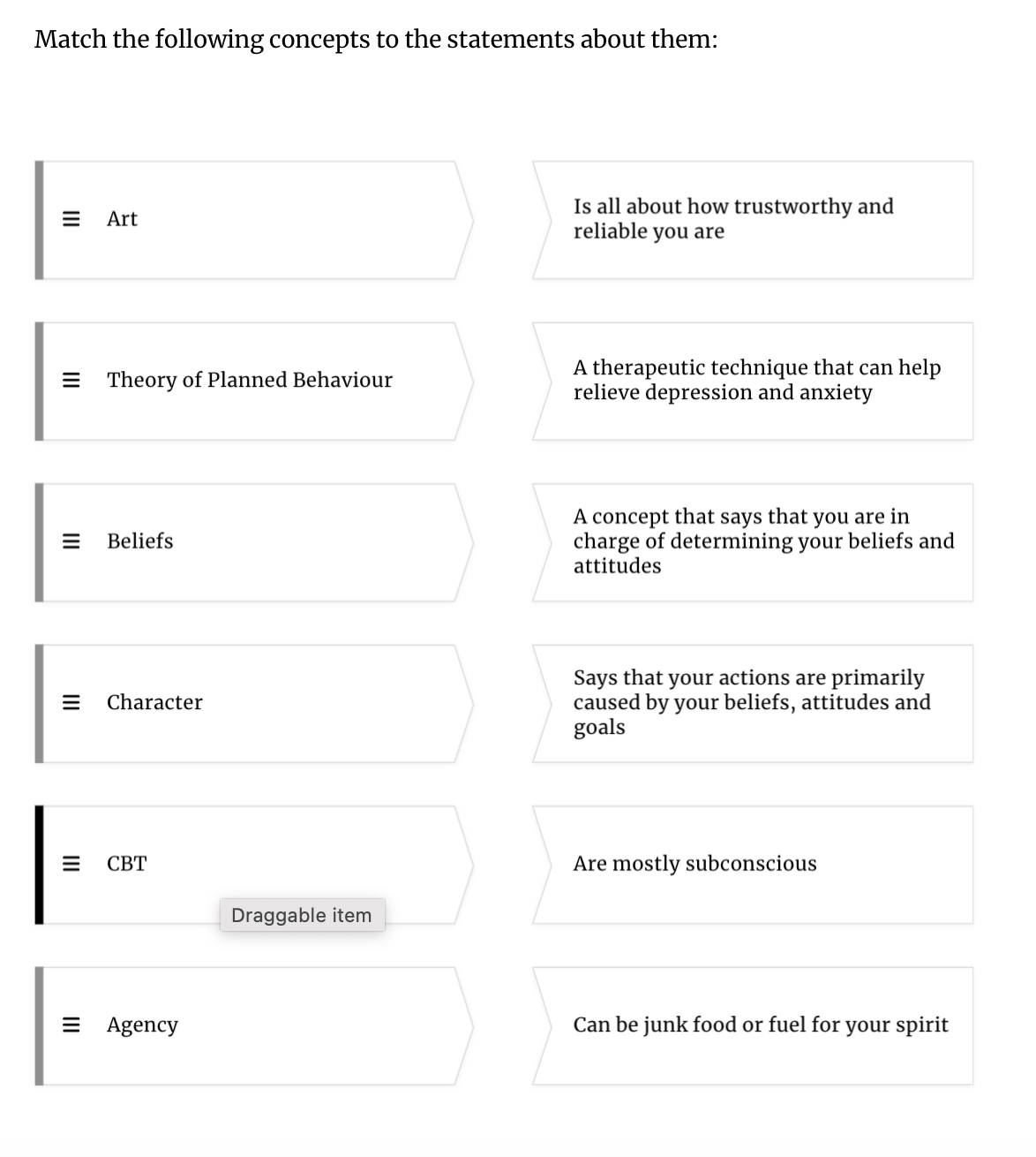 Solved Match the following concepts to the statements about | Chegg.com